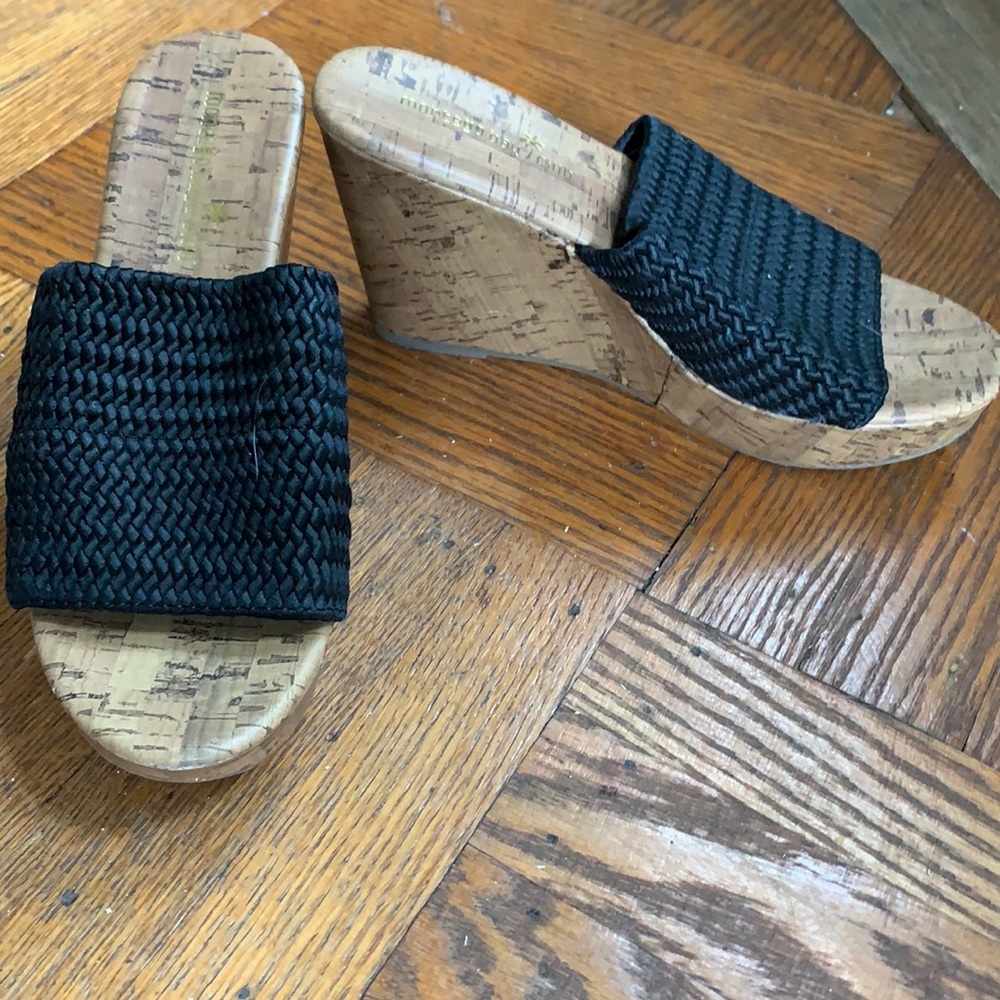 Black wedge sandals